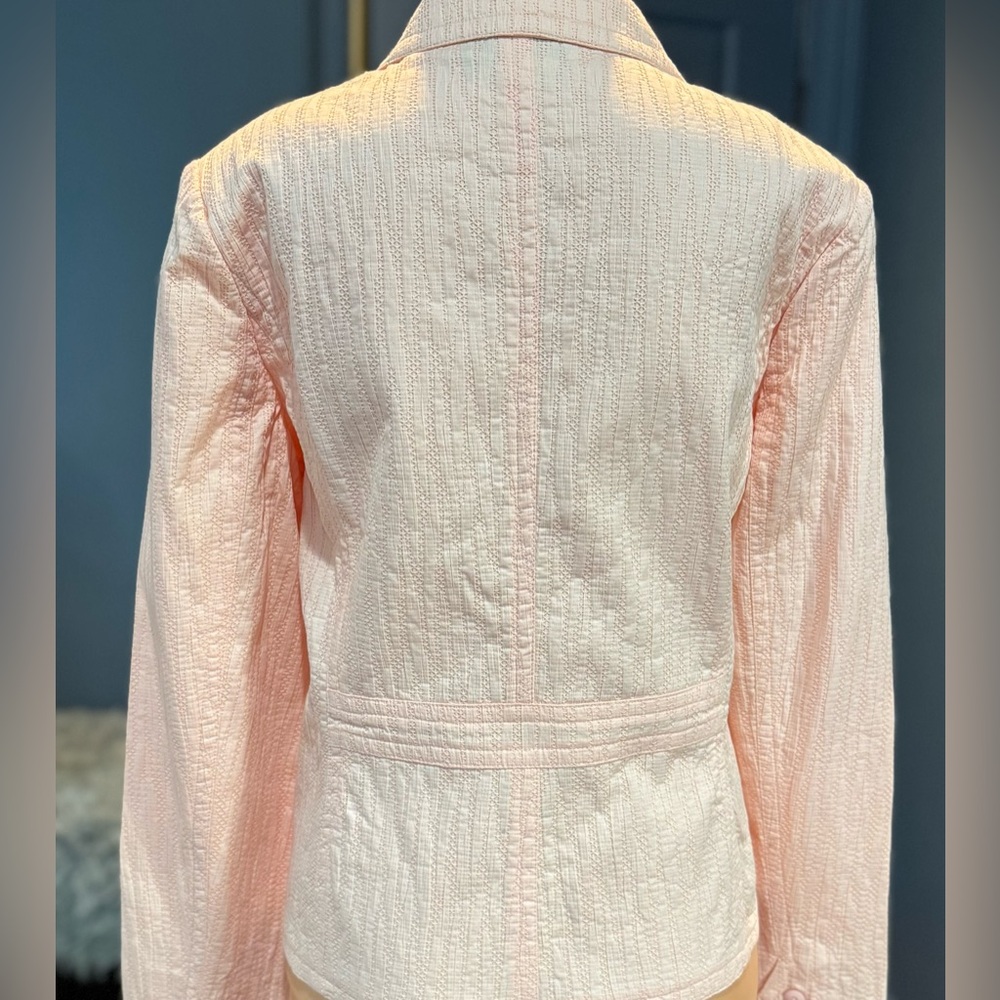 Keren Hart Peach Textured Blazer Jacket Womens 10 Stretch Tailored Chic - Picture 6 of 9